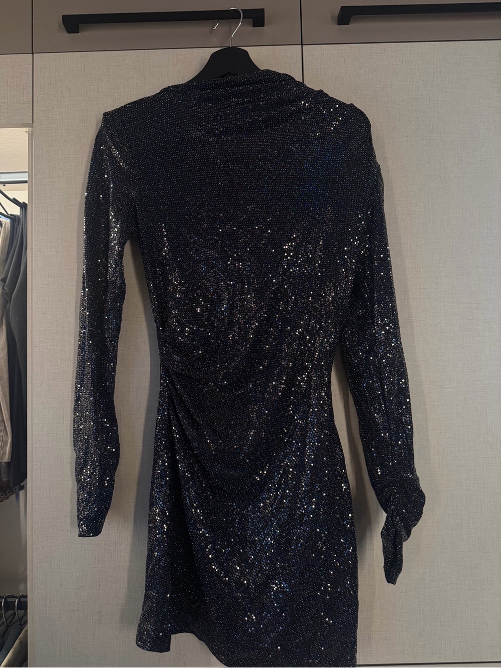 Zara Black Sequin Long Sleeve Mini Dress